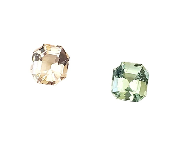 Aquamarine and Morganite Gem - 2.91 carats, mix Emerald square cut, Unheated. #DA200029