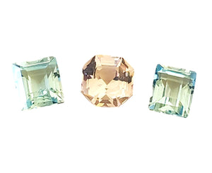 Aquamarine and Morganite Gem - 5.63 carats, mix Emerald square cut, Unheated. #DA200041