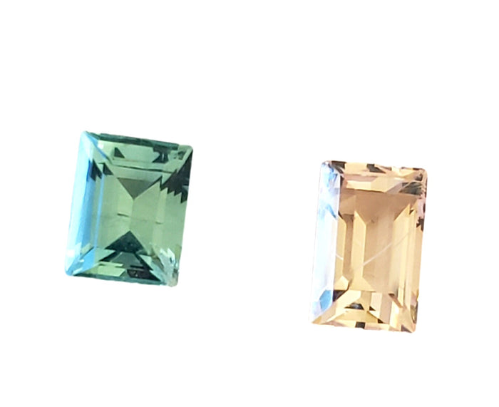 Aquamarine and Morganite Gem - 5.46 carats, mix Emerald square cut, Unheated. #DA200032